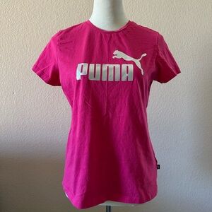 Puma Pink Short Sleeve T-Shirt with Bold Logo